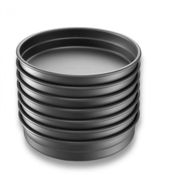 Anodized Aluminum with Americoat Coating Round Deep Dish Pizza Pan Stack