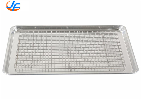 RK Bakeware Chine-16 fil de calibre en plaque d'aluminium de bord Pan avec rack de refroidissement à pieds / grille de plaque