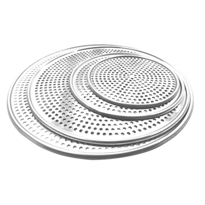 13 pouces perforé rond plat de pizza en aluminium plateau de pizza perforé avec trous plateau de cuisson