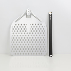 12 pouces pelle à pizza en aluminium éplucheuse à pizza en noir dur en aluminium perforé éplucheuse à pizza amovible