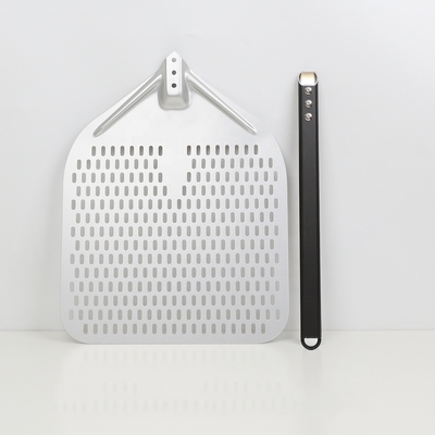 12 pouces de l'aluminium de la peau de pizza tournant pelle Noir dur d'aluminium perforé détachable peau de pizza