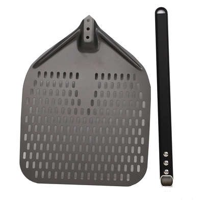 12 pouces de l'aluminium de la peau de pizza tournant pelle Noir dur d'aluminium perforé détachable peau de pizza