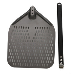 12 pouces de l'aluminium de la peau de pizza tournant pelle Noir dur d'aluminium perforé détachable peau de pizza