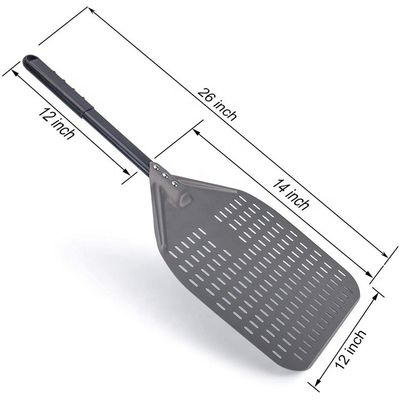 La pelle de tournage de la pizza en aluminium noir de 12 pouces Peel perforé en aluminium dur