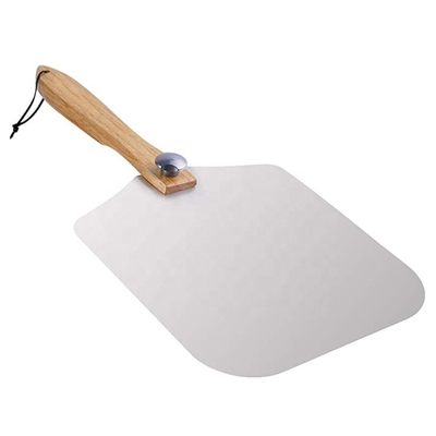 12 &quot;X14&quot; X25 &quot;Outils de pizza tournant la peau de pizza en aluminium Peau de pizza avec poignée pliable en chêne