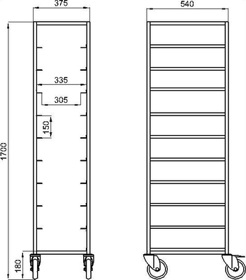 RK Bakeware China Foodservice NSF 600 × 400 mm Trolley de cuisson au four, Trolley en acier inoxydable Gastronorm