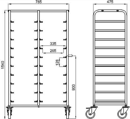 RK Bakeware China Foodservice NSF 600 × 400 mm Trolley de cuisson au four, Trolley en acier inoxydable Gastronorm